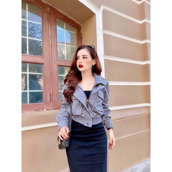 Áo khoác nhung nữ 2 lớp vô cùng thời trang