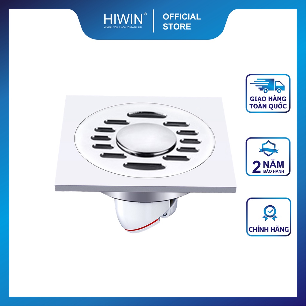 Phễu thoát sàn máy giặt ngăn mùi hôi thoát nước nhanh đồng mạ crom kích thước 100x100mm HIWIN FD-1101WH
