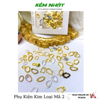 Set Charm Phụ Kiện Kim Loại Vàng Đính Móng