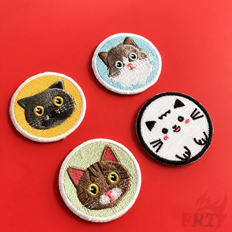 Set 1 / 4 Sticker Ủi Thêu Hình Mèo Dễ Thương (Kích Thước 4.4cmx4.4cm)