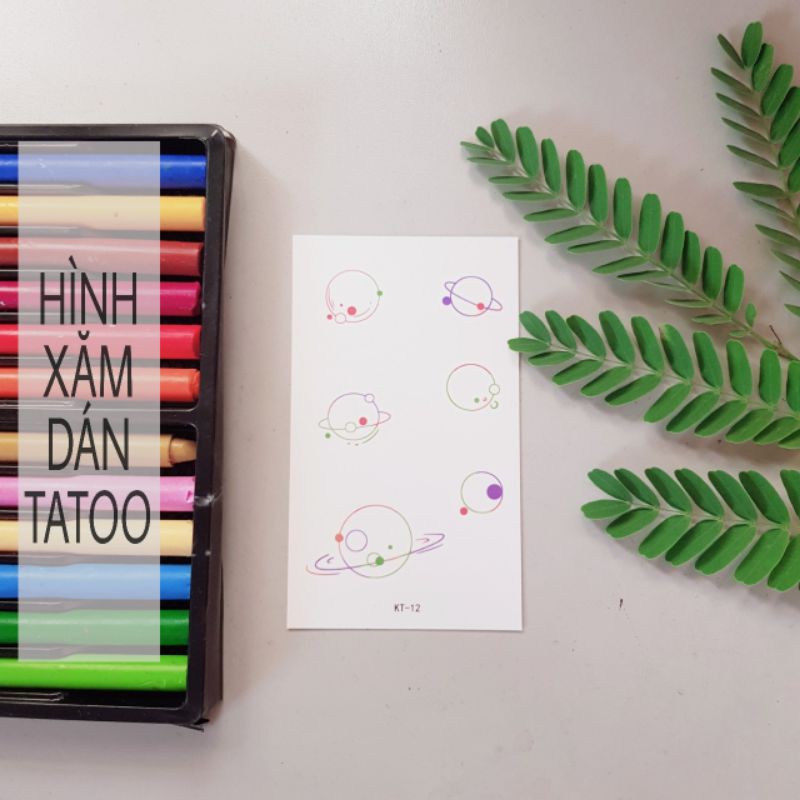 Hình xăm nhí hành tinh color kt12. Xăm dán tatoo mini tạm thời, size &lt;10x6cm
