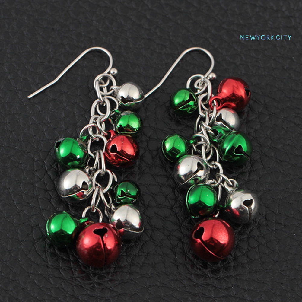 Khuyên Tai Dài Gắn Chuông Giáng Sinh Thời Trang Cho Nữ