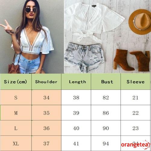 Women's Daily Slim Fit Deep V-Neck Hollow Out Short Tops