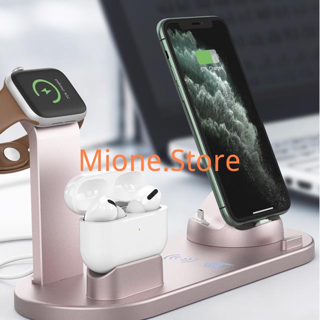Đế sạc không dây MIONE 3/ 4 trong 1 15W sạc nhanh iPhone Android Type C thích hợp cho đồng hồ thông minh bluetooth