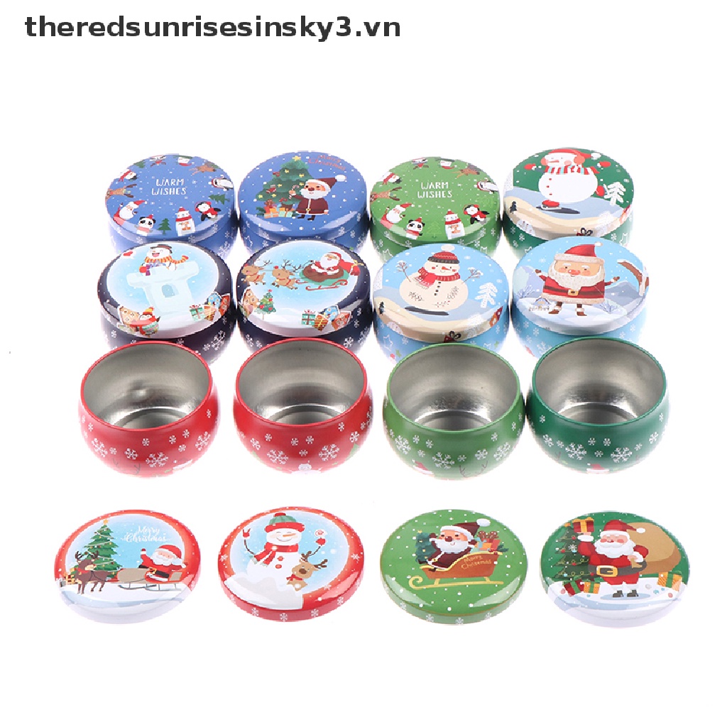 Hộp kim loại đựng kẹo/ làm nến phong cách Giáng sinh