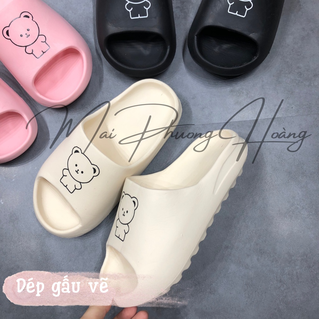 Dép bánh mì gấu dép quai ngang in hình gấu BEAR siêu xinh cute M02