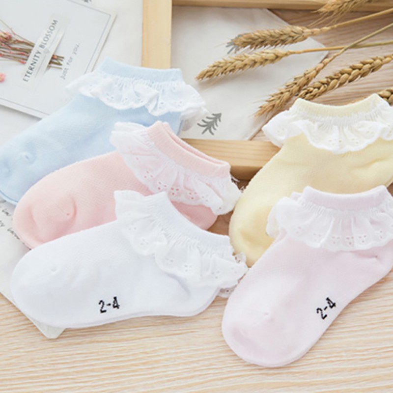 Vớ cotton phối ren đính nơ xinh xắn dành cho nữ