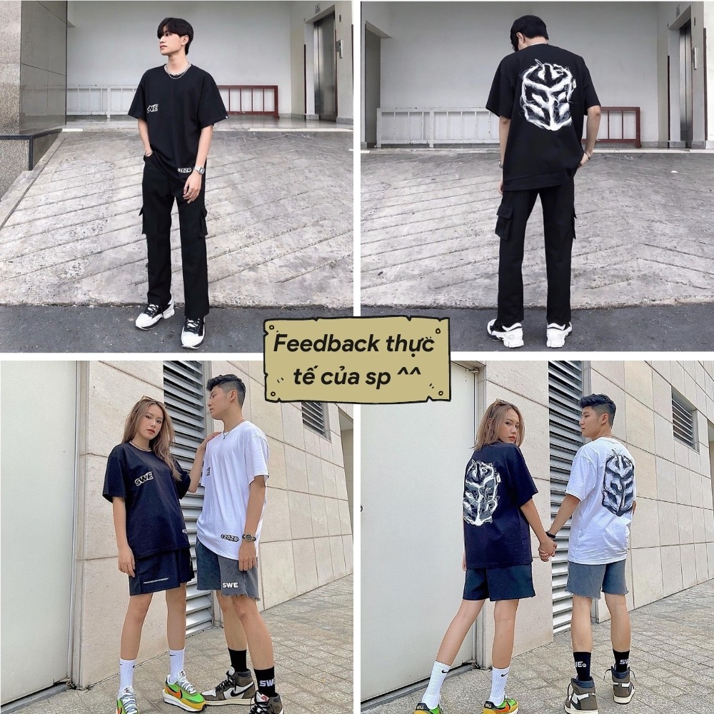 Áo Thun tay lỡ SWE khói Ulzzang from Nam nữ overzize unisex