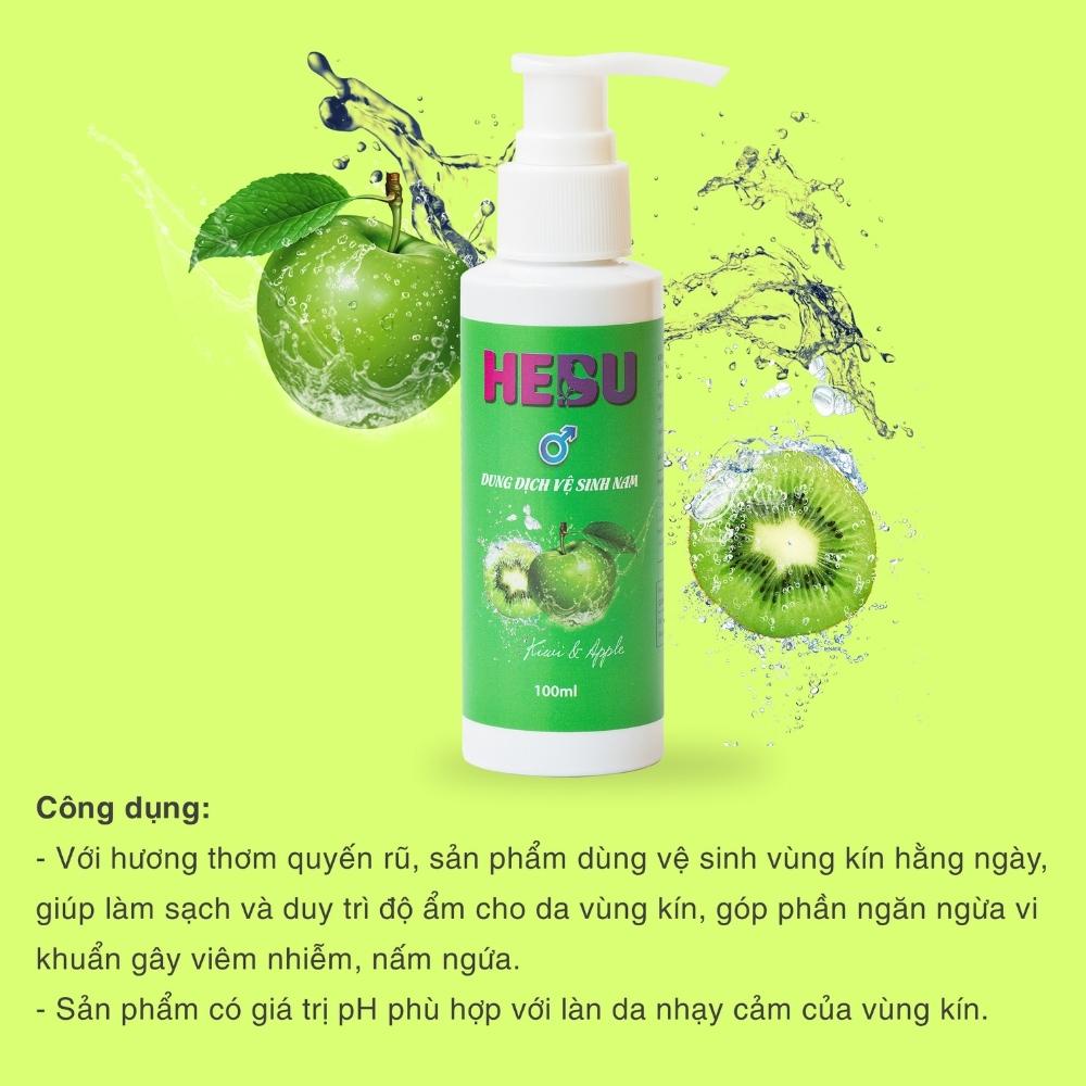 Dung dịch vệ sinh nam HEBU hương bạc hà và táo kiwi giúp khử mùi tự nhiên lành tính chai 100ml