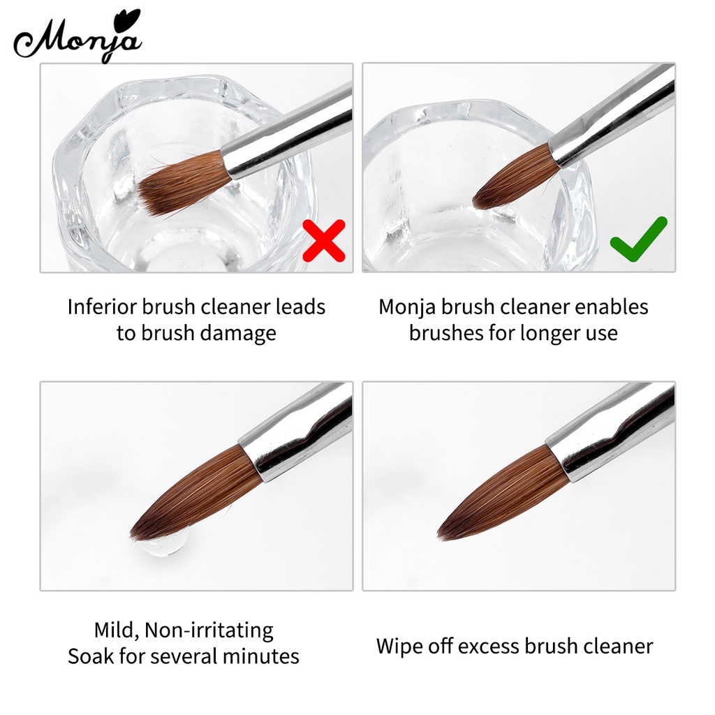 Nước rửa cọ móng tay MONJA UV gel acrylic làm sạch nhanh chóng chuyên nghiệp 30/ 60ml