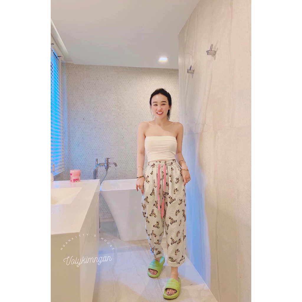 Quần dài caro gấu