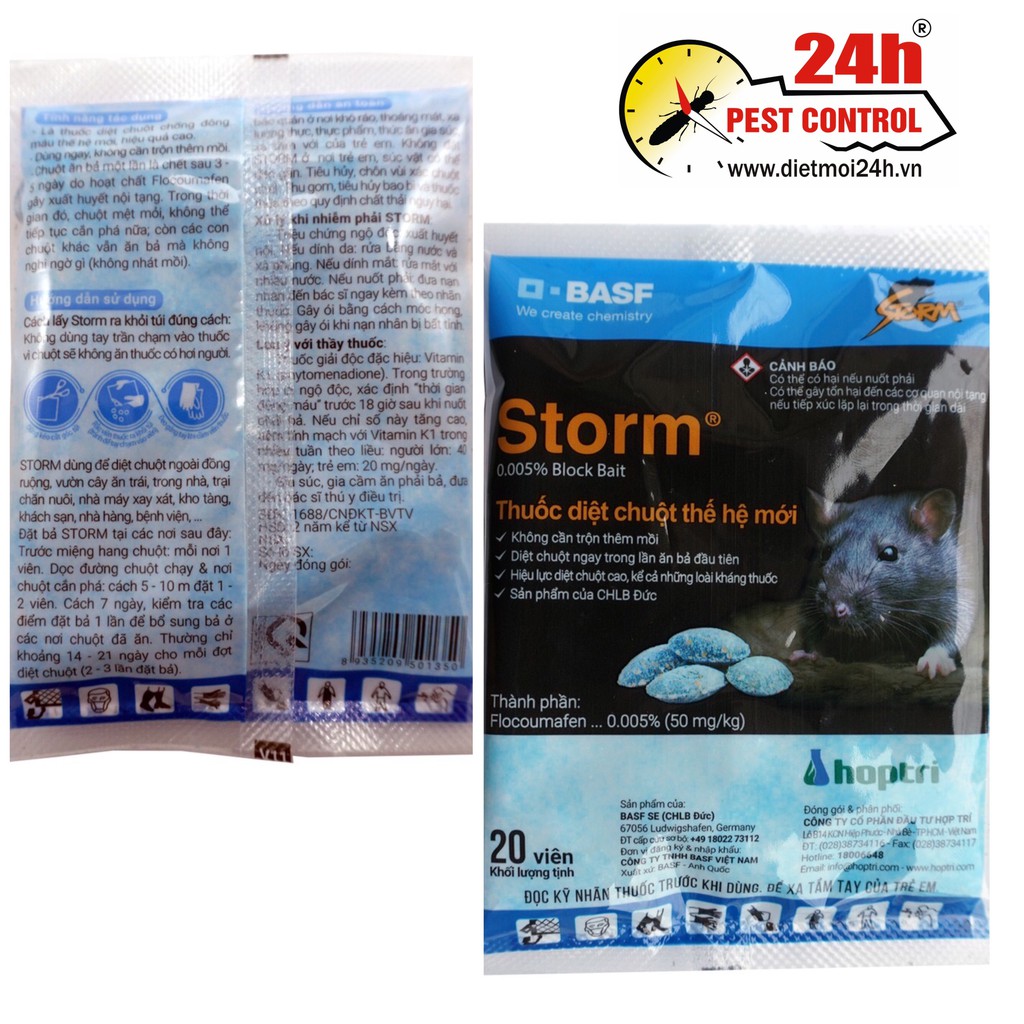  Thuốc diệt chuột thế hệ mới STORM gói 20 viên chính hãng Basf (CHLB Đức ) hiệu quả