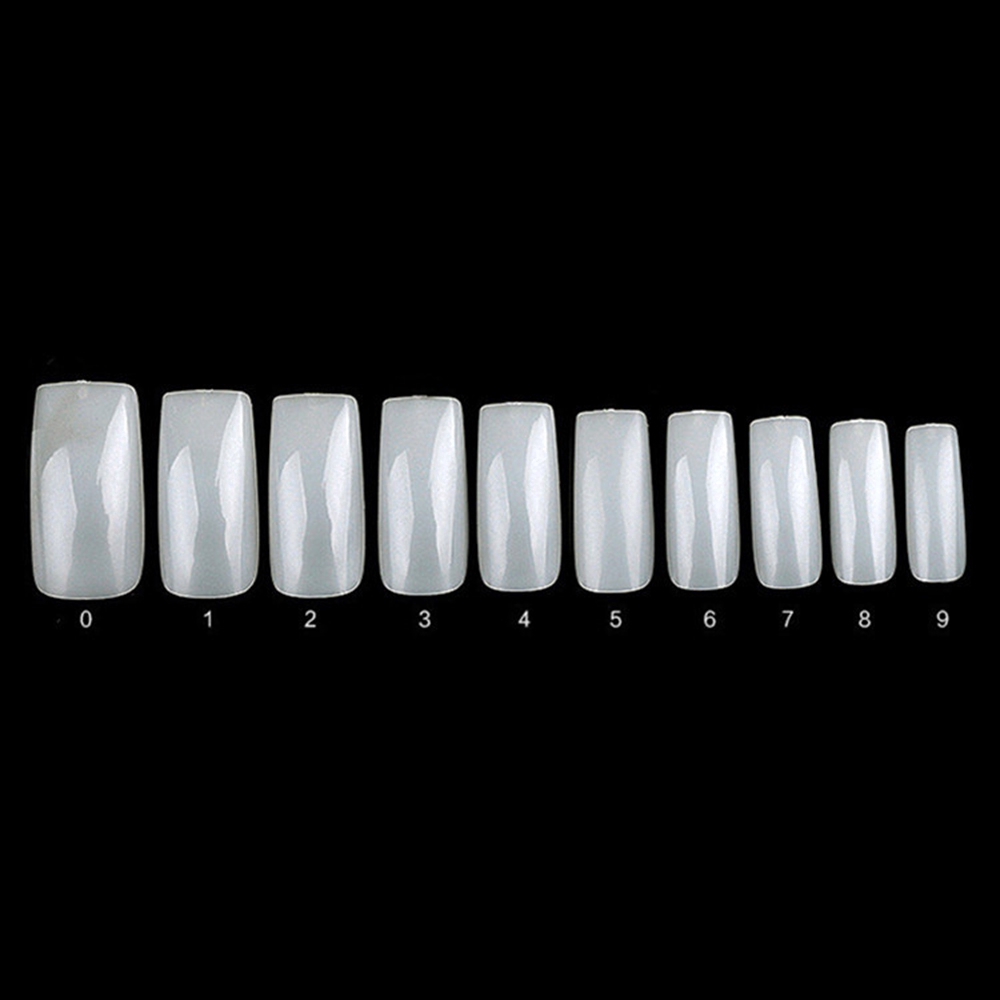 Bộ 500 móng tay giả bằng nhựa trong suốt/ màu trơn kiểu Pháp dành cho trang trí móng tay nghệ thuật
