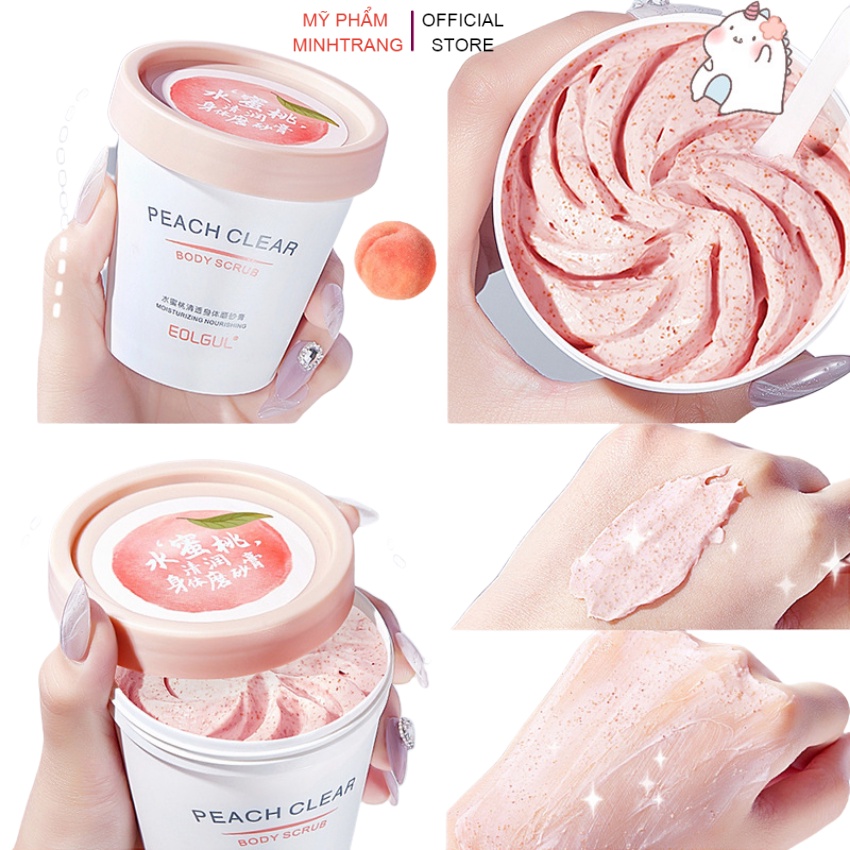 Tẩy tế bào chết body đào Peach Clear 200ml,kem tẩy da chết làm sạch sâu,dưỡng trắng sáng,giữ ẩm,mềm mại ,thải độc tố da