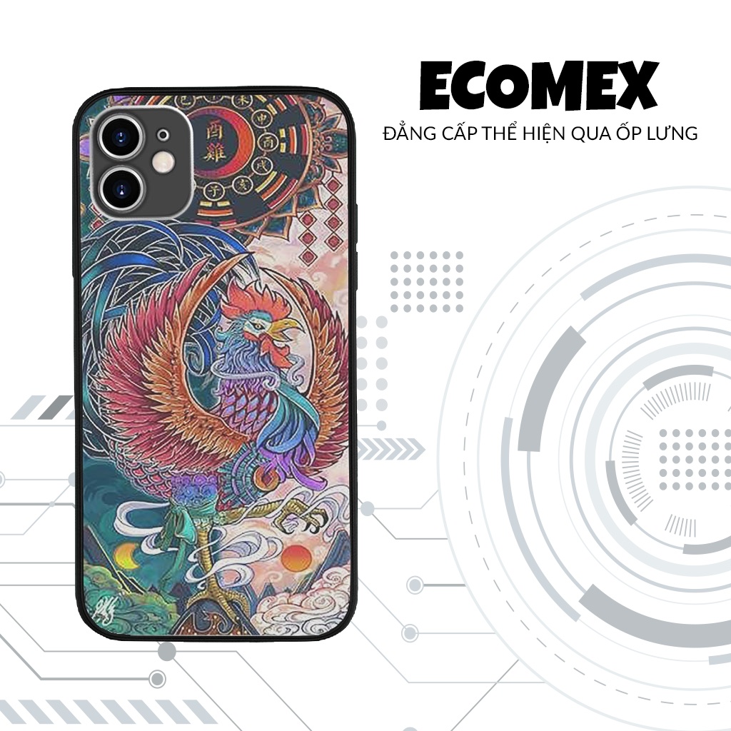 Ốp Lưng in hình chiến kê sặc sỡ cute ECOMEX dòng iphone 5 6 7 8 Plus 11 12 Pro Max X Xr MYS20220262