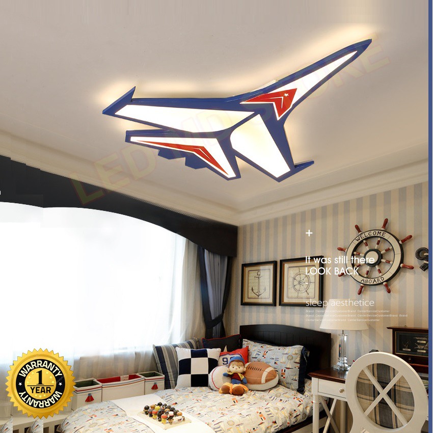 Đèn ốp trần trang trí phòng ngủ hình máy bay cho bé trai MN093, đèn LED ốp trần phòng bé, bảo hành 12 tháng