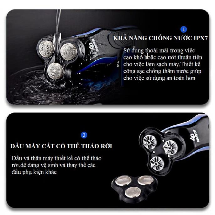 MÁY CẠO RÂU 4 IN 1 CHÍNH HÃNG ĐA NĂNG SHAVER 4D CAO CẤP FULLBOX