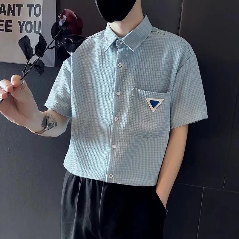 Áo Sơ Mi Ngắn Tay Có Túi Màu Trơn Thời Trang Cho Nam