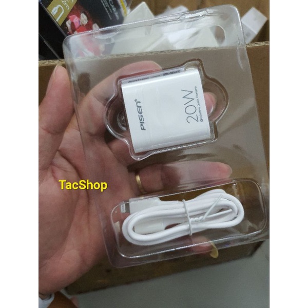 Bộ sạc nhanh Pisen Quick PD 20W TS - C140 kèm cáp sạc nhanh Type C To Lighting 1M  - BH12 tháng