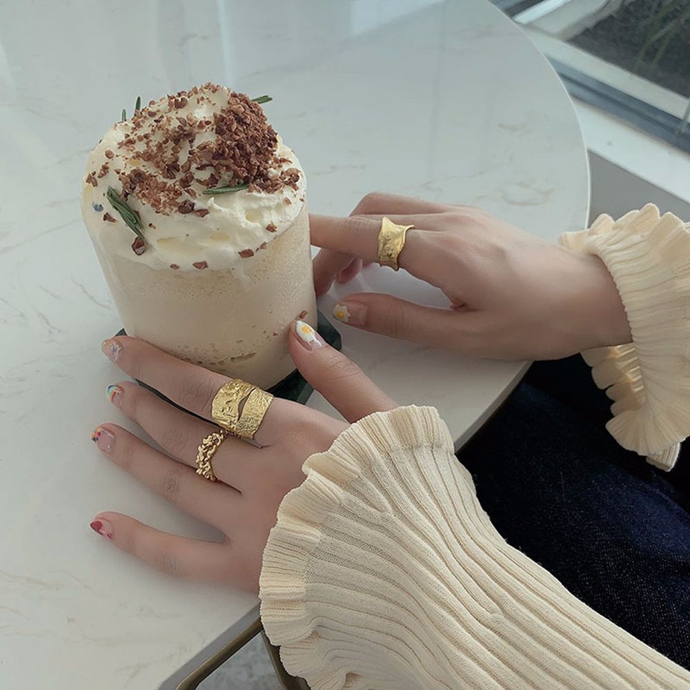 Nhẫn Mở Điều Chỉnh Được Phong Cách Punk Hàn Quốc Cổ Điển Đơn Giản Dành Cho Nữ