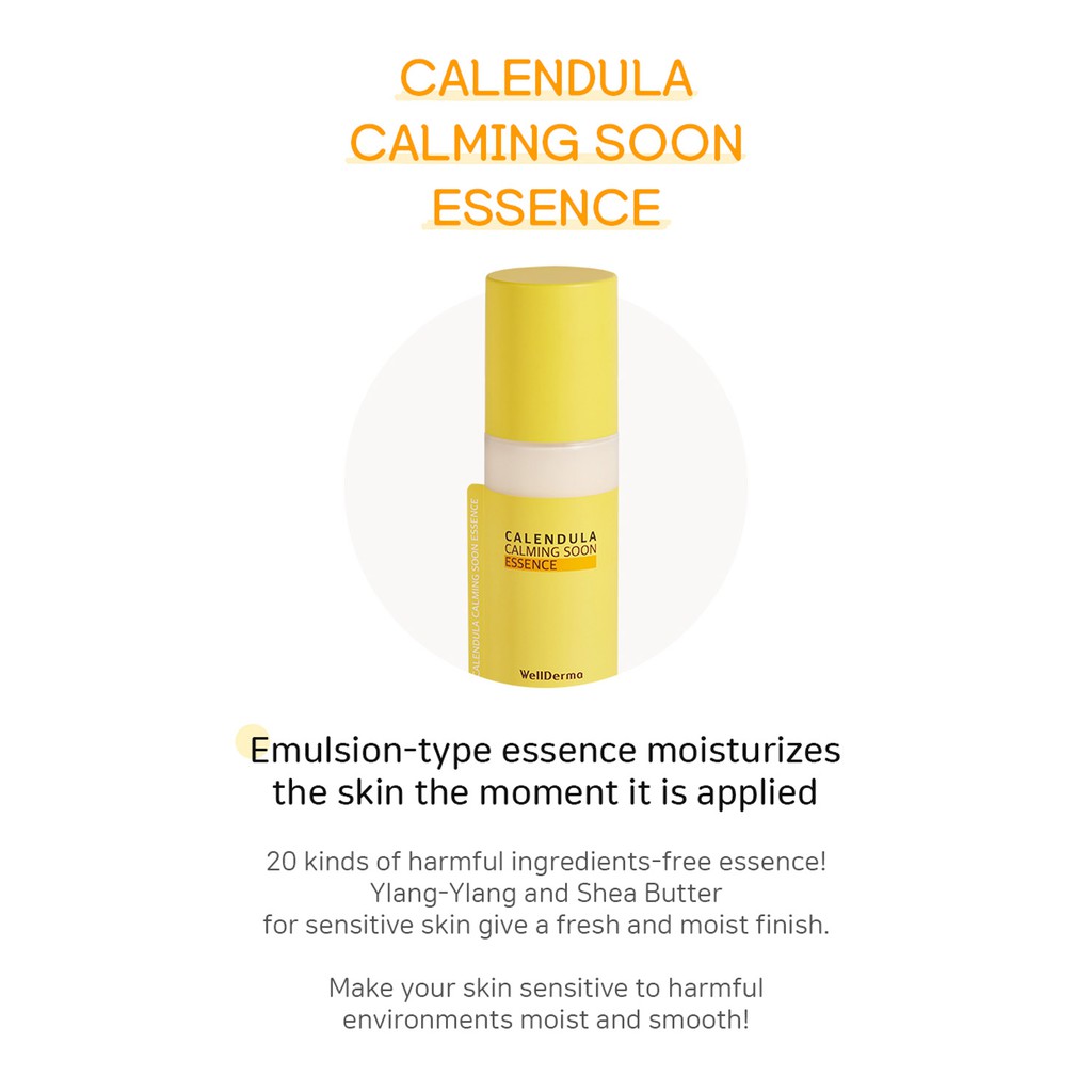 Bộ 3 sản phẩm dưỡng da cơ bản Wellderma Calendula Calming Soon Special Set