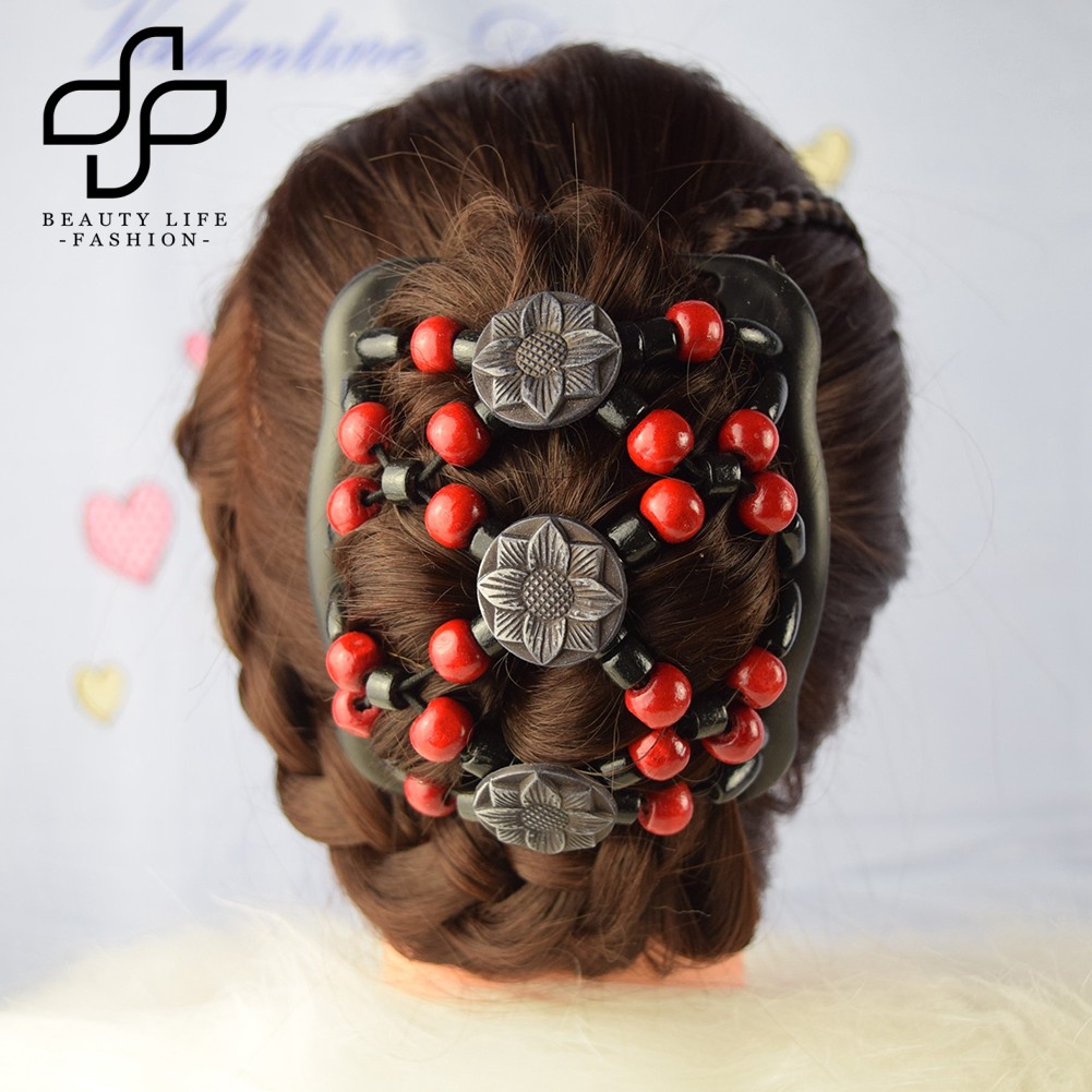 BEAUTY Beads Hair Styling Double Side Magic Comb Headwear Decor