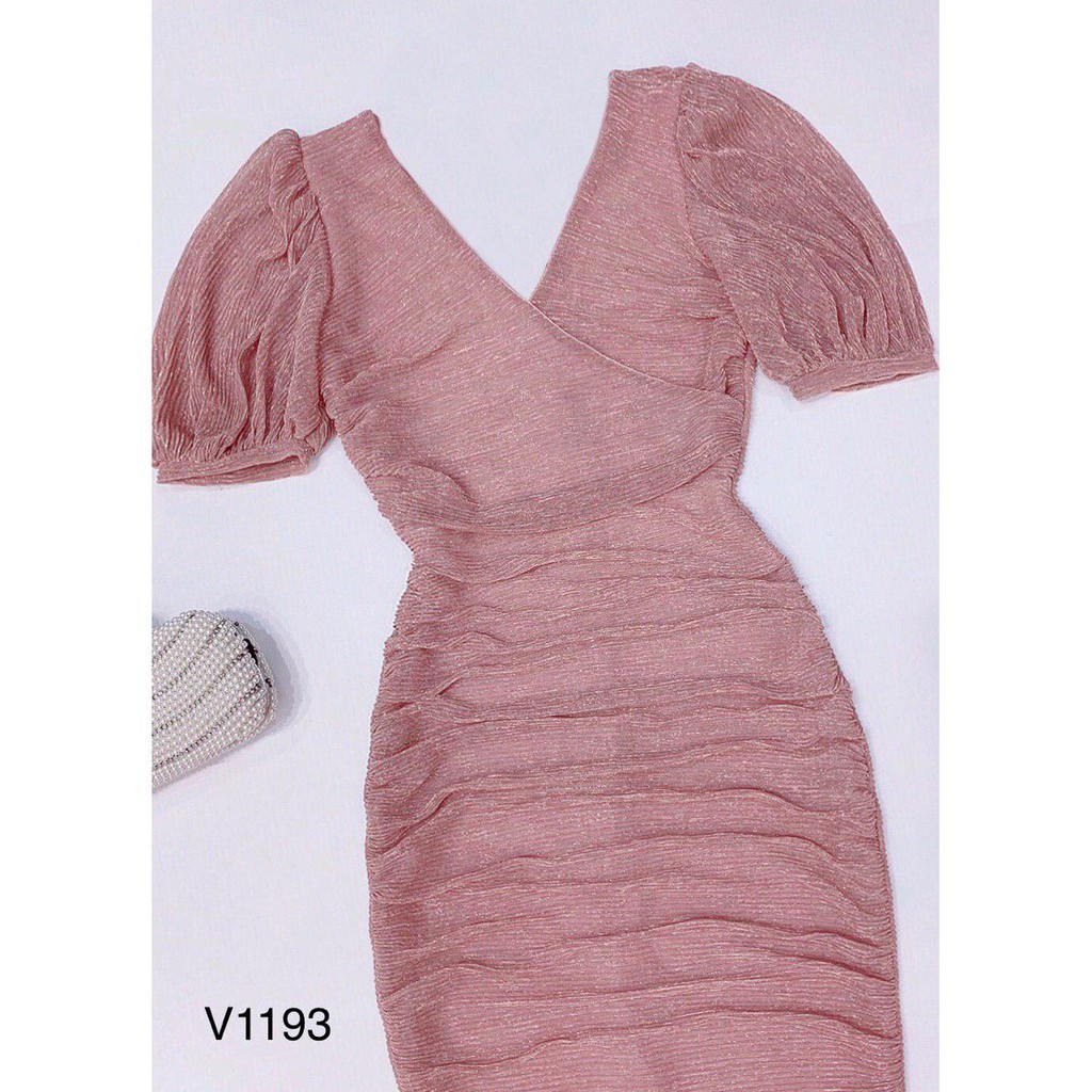 [ xả kho ] MiD Váy be cổ V dáng ôm V1193 Mie Design kèm ảnh thật