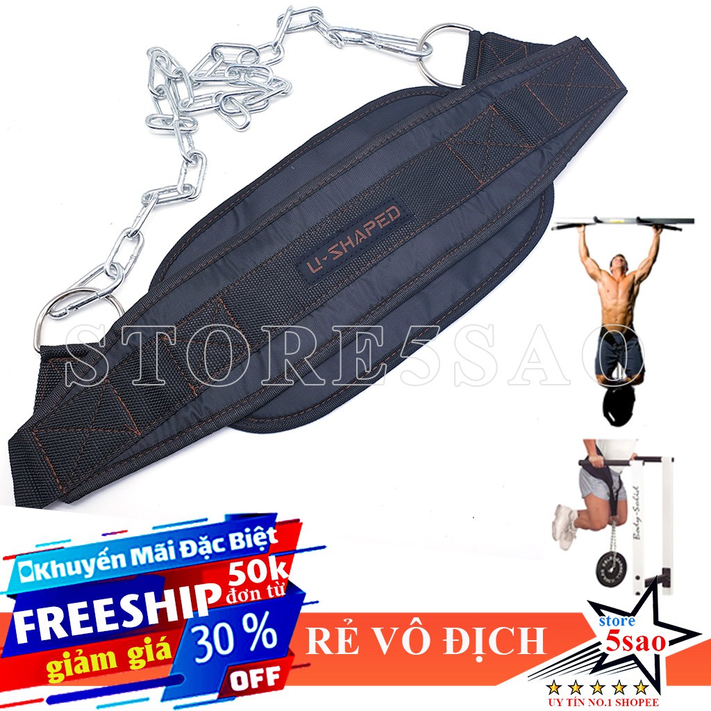 Dây đai treo eo tập nâng tạ Dip Belt ⚡FREESHIP⚡ Đai tập thể hình