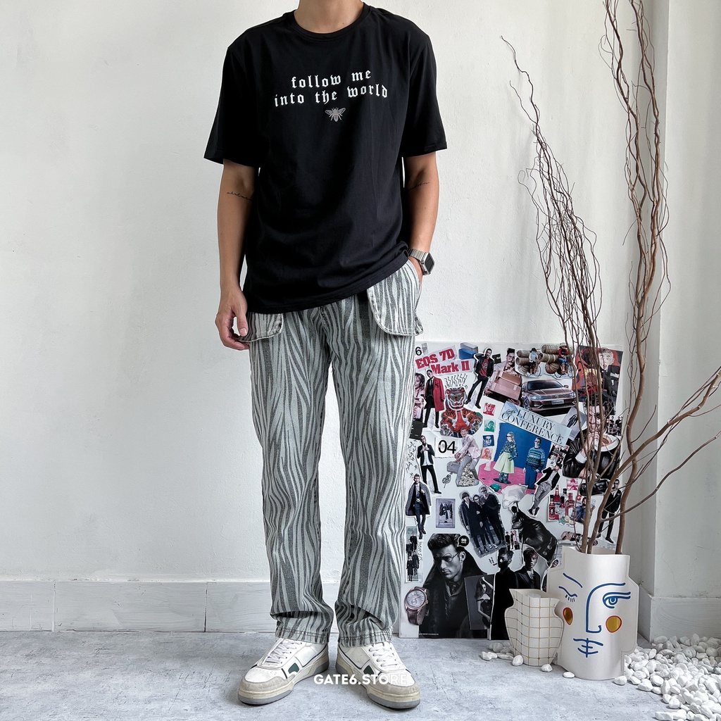 Quần Jean Nam DC, quần bò dáng suông họa tiết ngựa vằn Streetstyle độc lạ cá tính - GATE6 - #D905