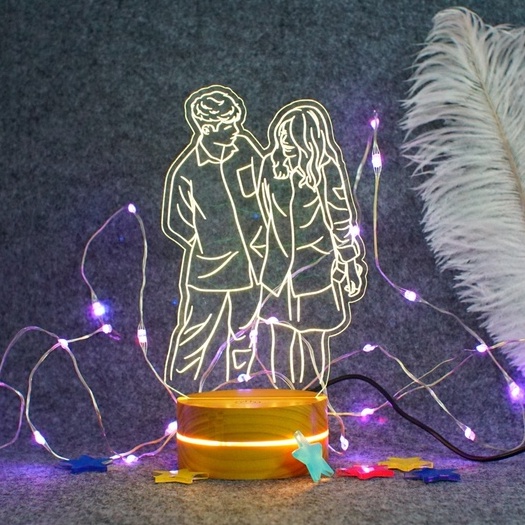 Đèn Khắc Hình Theo Yêu Cầu, Đèn Ngủ Led 3D Trang Trí Decor Phòng 16 màu có điều khiển