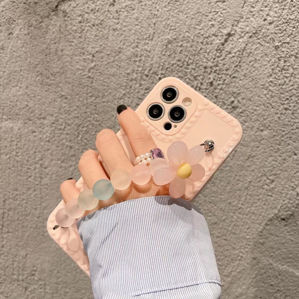 Ốp Điện Thoại tpu Dẻo Họa Tiết Hoa Hướng Dương Kèm Vòng Đeo Tay Cho iphone 12 11 pro max xs max xr x 7 8 plus