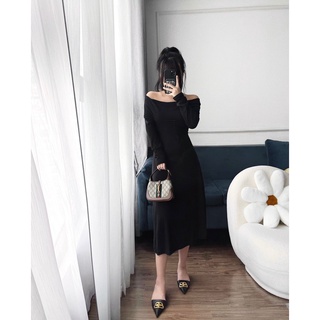 Váy body trễ vai dài tay Sol Studio