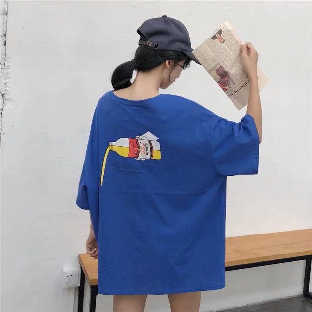 Áo thun tay lỡ《kèm hình thật》 chai Wonderland.