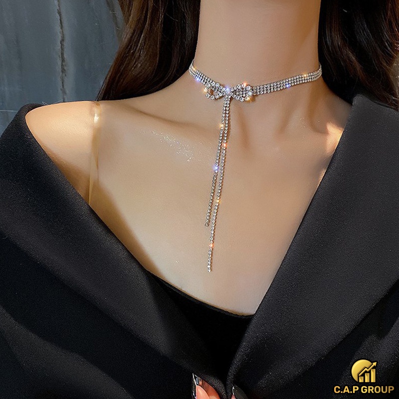 Vòng cổ choker nữ đính đá lấp lánh kim cương nhân tạo dây vòng đeo cổ cá tính - 0II2