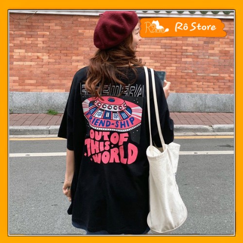 Áo Thun tay lỡ Unisex nam nữ  FRIENDSHIP OUT OF THIS WORLD 3 màu RÔ STORE AT09