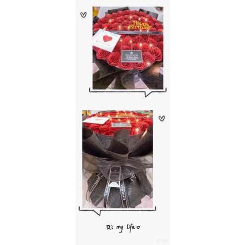 [Quà sinh nhật] Bó hoa hồng sáp nhũ 50 bông vĩnh cửu tặng kèm đèn nháy và thiệp ( nhận làm theo màu yêu cầu)