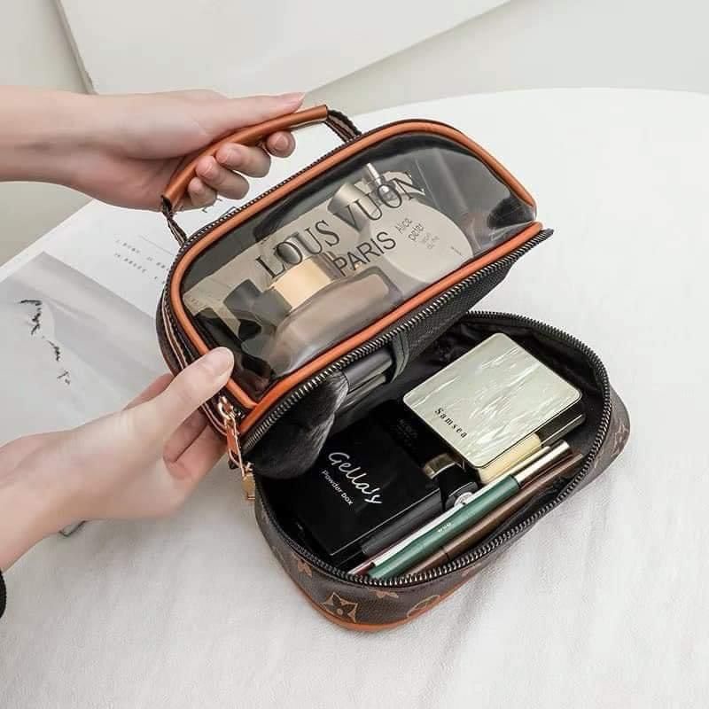 Túi cốp đựng mỹ phẩm L.V 2 tầng đồ trang điểm đồ dùng cá nhân nhỏ gọn tiện lợi