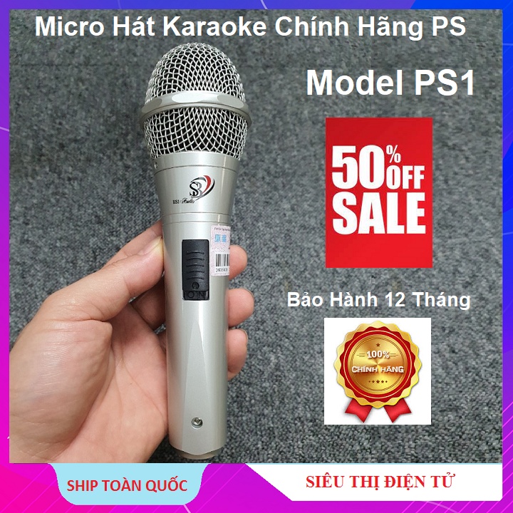 Micro Có Dây Chuyên Hát Karaoke, Tặng Dây Dài 6m - Mic Model BS1 Hát Quá Hay - Hàng Chính Hãng PS Audio - Bảo Hành 12Th
