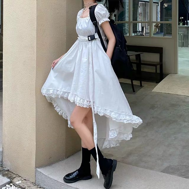 [Order] váy cổ vuông tay bồng