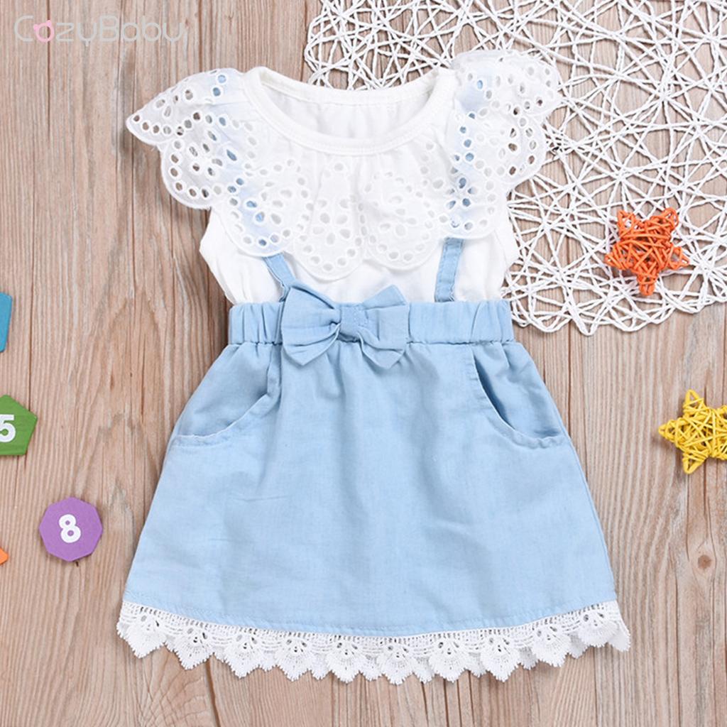 Đầm Dự Tiệc Sát Nách Chất Liệu Cotton Phối Ren Màu Trắng Thời Trang Mùa Hè Cho Bé Gái