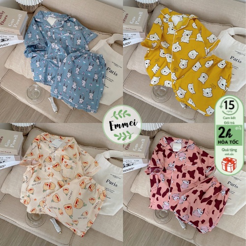 Bộ đồ ngủ nữ pijama ngắn, bộ mặc nhà kimono emmeishop