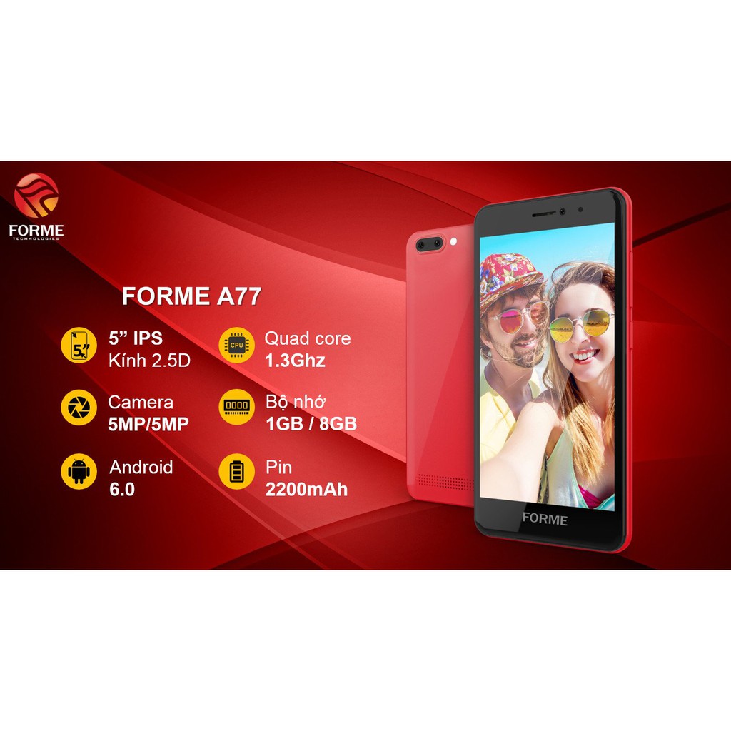 Điện thoại Smartphone Forme A77 Mh 5inch Ram 1Gb Rom 8Gb Wifi 3G ( Bảo hành 12 tháng) + Tặng kèm thẻ nhớ 2GB