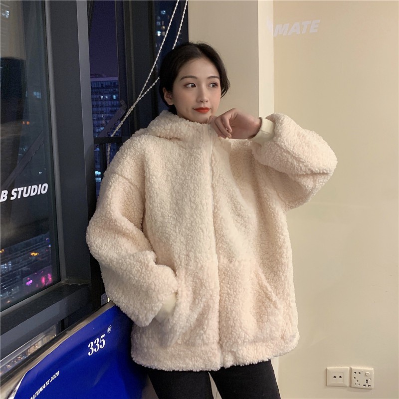 Áo Khoác Lông Cừu Có Mũ Trùm Đầu Tai Thỏ Đáng Yêu Cho Nữ 2020 | BigBuy360 - bigbuy360.vn