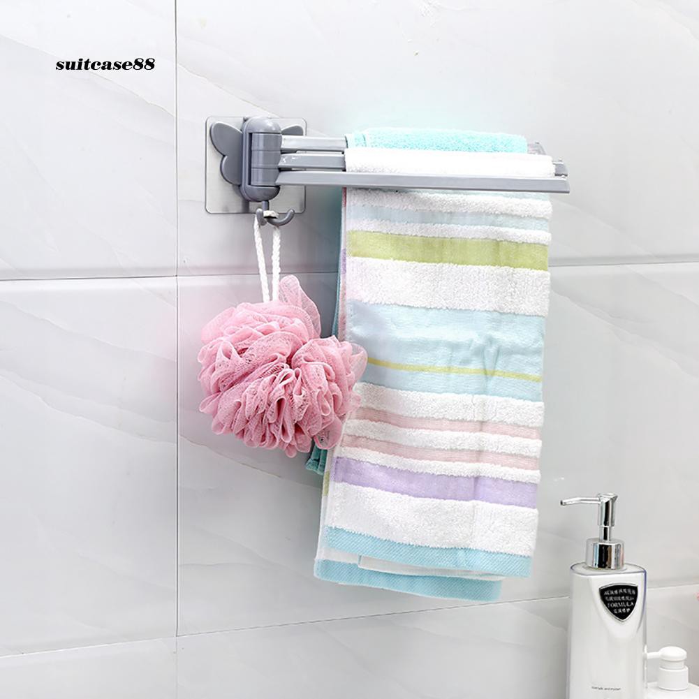 Giá phơi khăn xoay kích thước 27x8.8x1.5cm bằng nhựa ABS gắn tường phòng tắm/nhà bếp