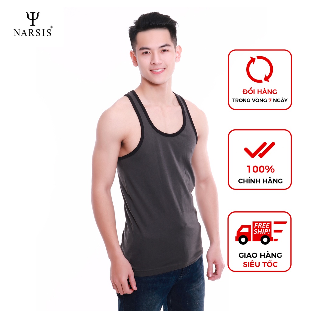 Áo thun nam sát nách Narsis D4111 chất cotton siêu mềm, thấm hút mồ hôi cực tốt
