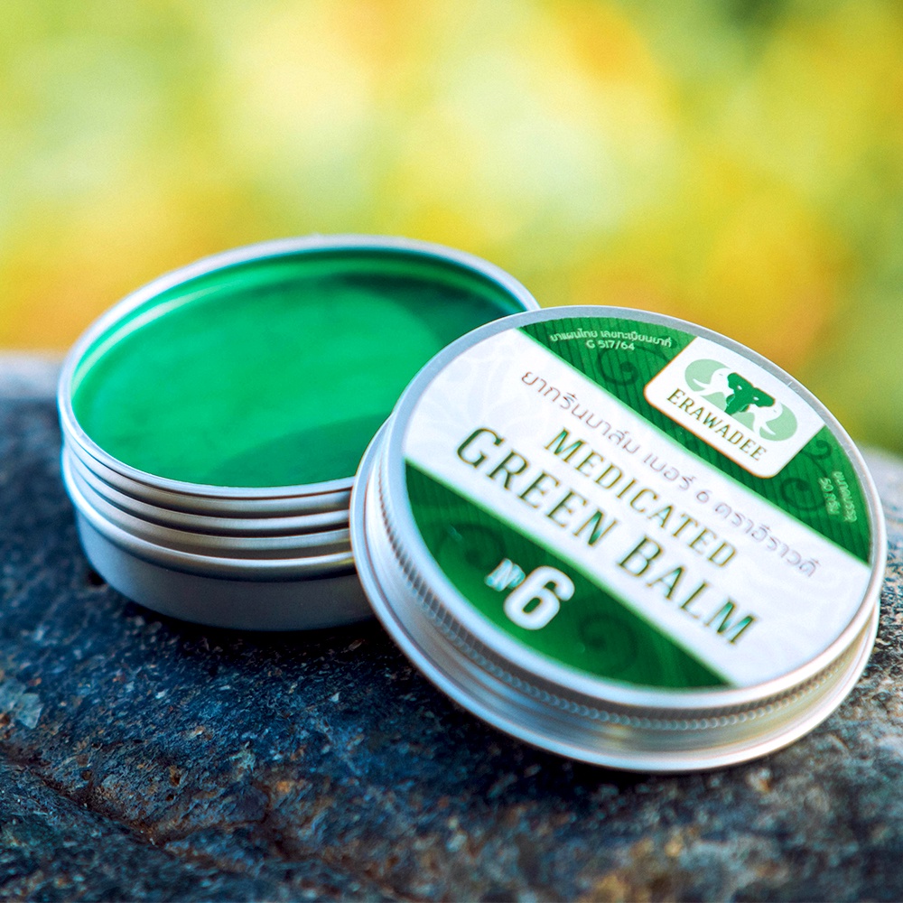 Dầu Cù Là Xanh Thảo Dược Xoa Bóp Giảm Đau Nhức Thái Lan Erawadee Green Balm 50g