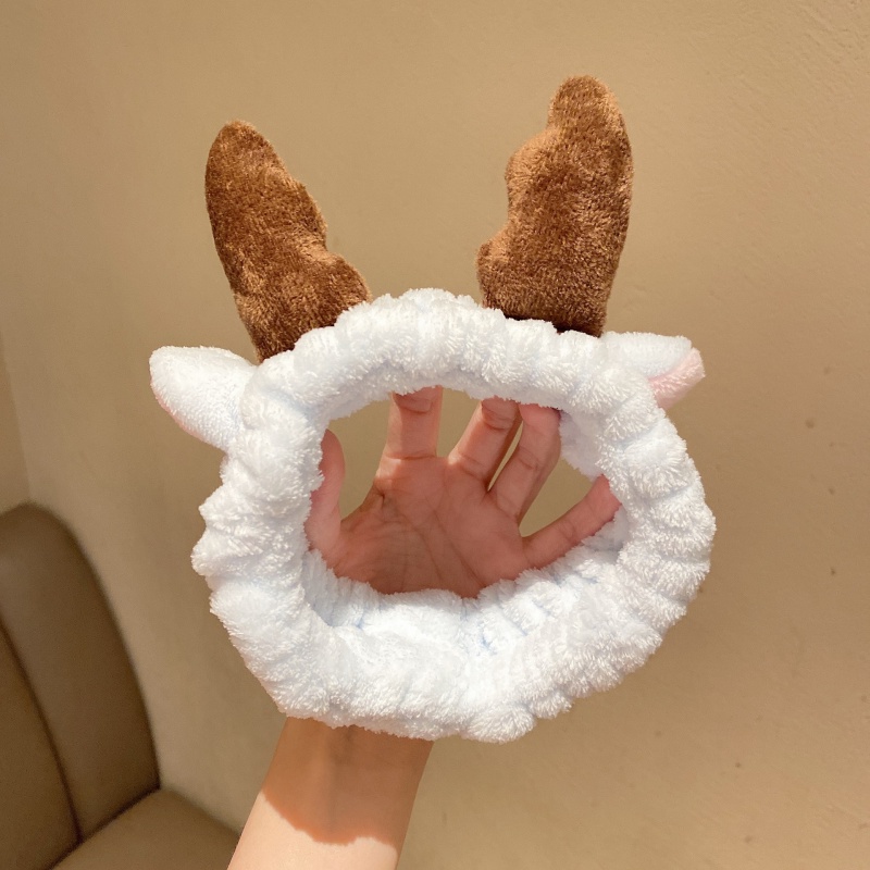 Băng đô cài tóc rửa mặt hình sừng tuần lộc dễ thương