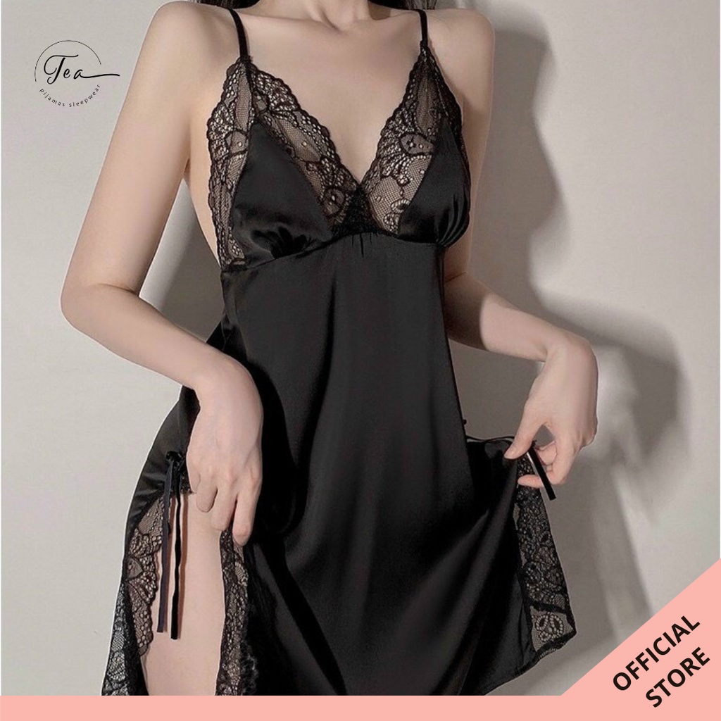 Váy ngủ lụa hai dây Tea mã V30