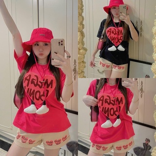 Set bộ đồ nữ áo thun thêu gấu nổi + quần short