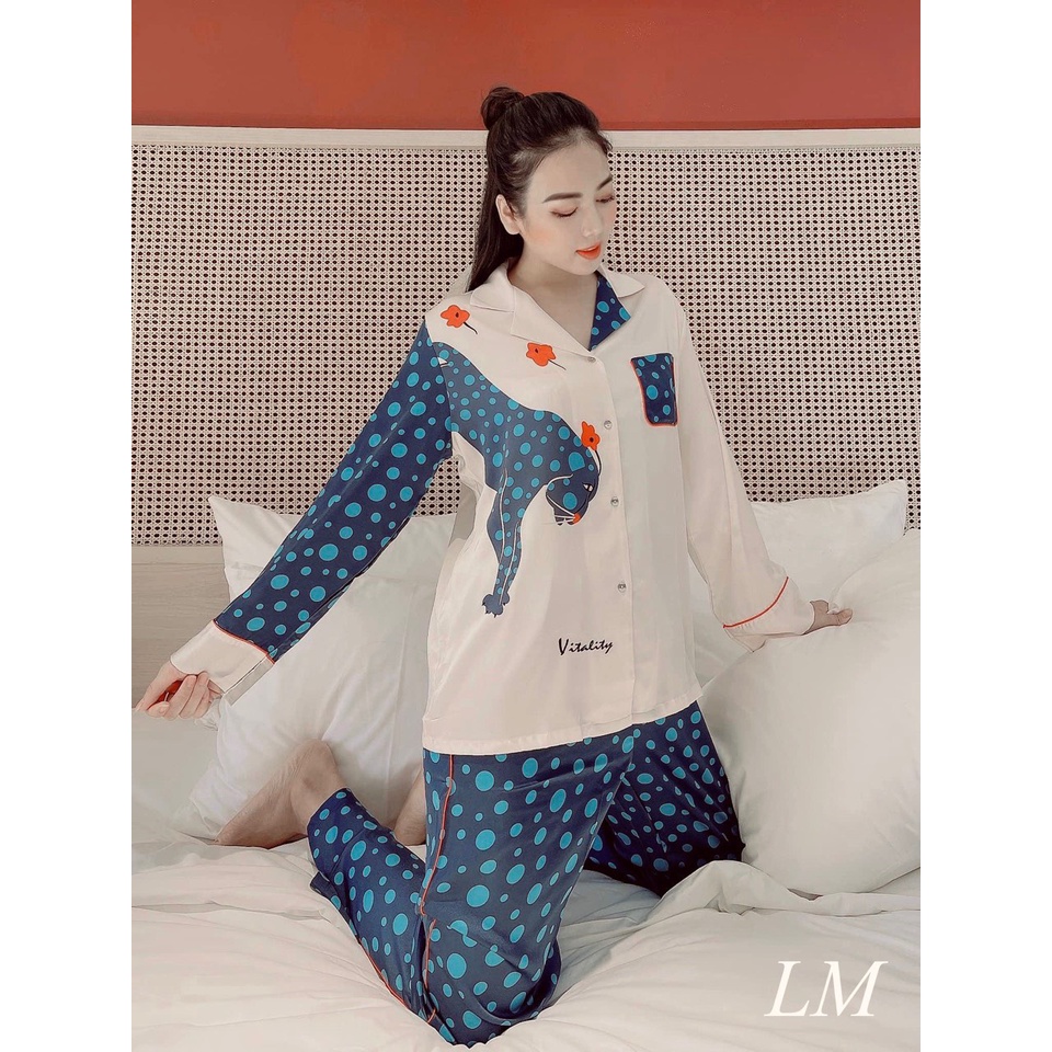 Set pijama lụa dài tay cao cấp Bộ mặc nhà sang chảnh thanh lịch